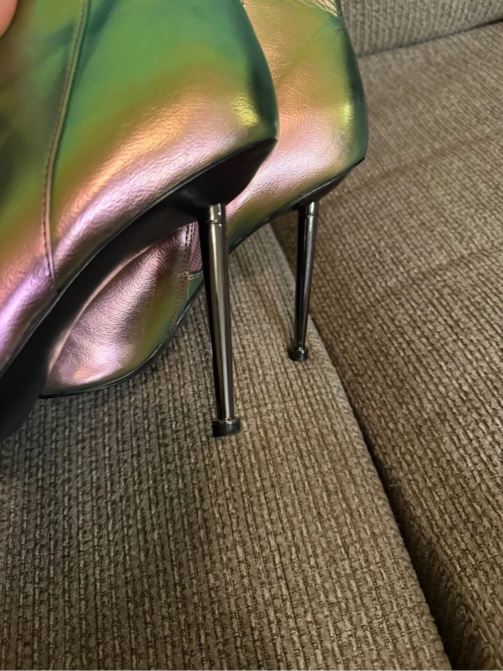 Nine West Iridescent Pink and Silver Pointed-Toe Ankle Boots